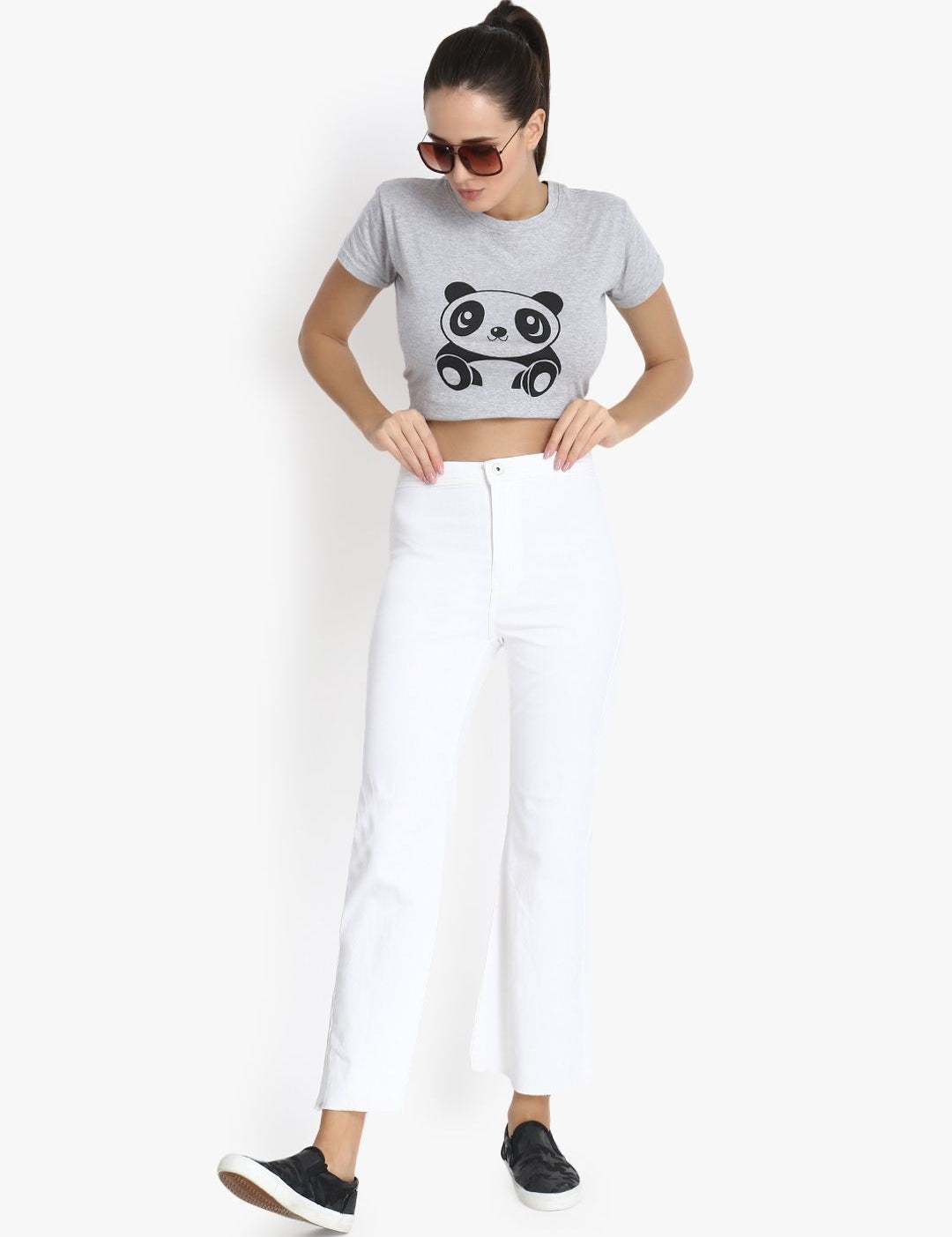 Kotty Women White Flared High-Rise Clean Look Stretchable Jeans