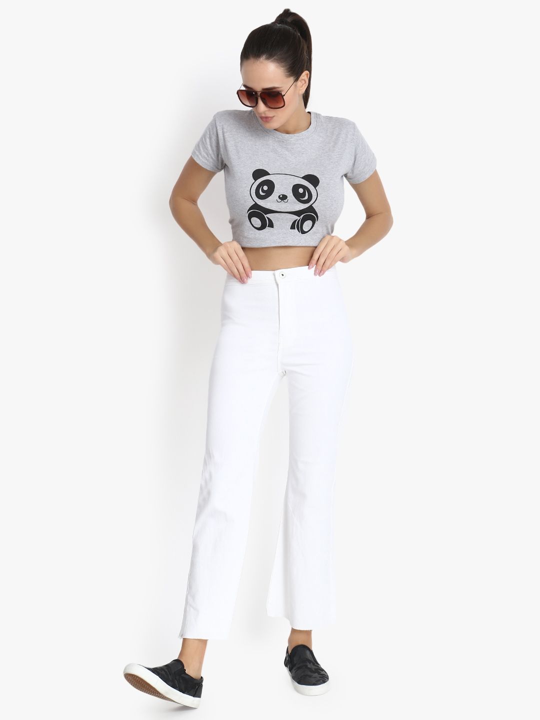 Kotty Women White Flared High-Rise Clean Look Stretchable Jeans