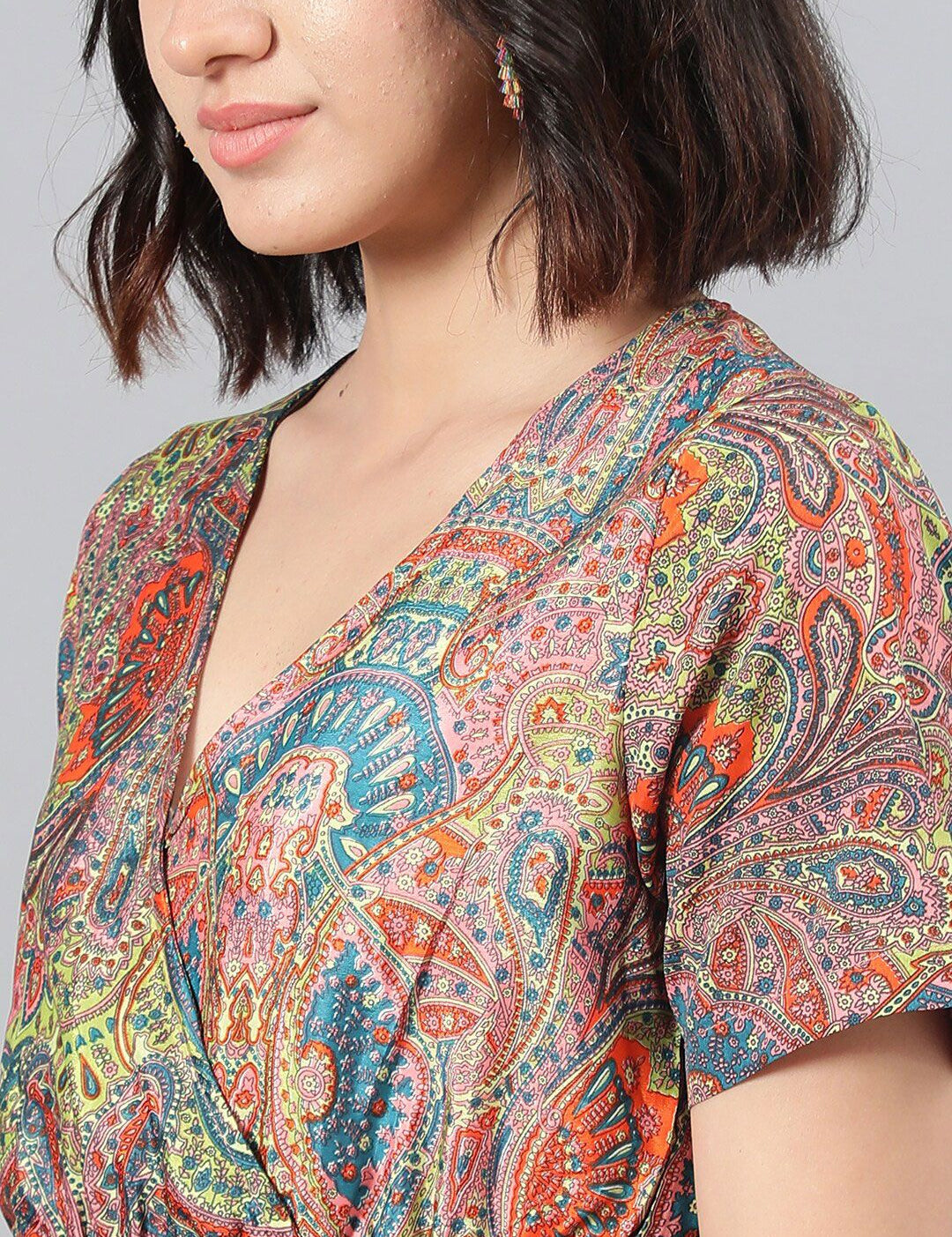 Kotty Pink Ethnic Motif Printed Fit & Flare Mini Dress