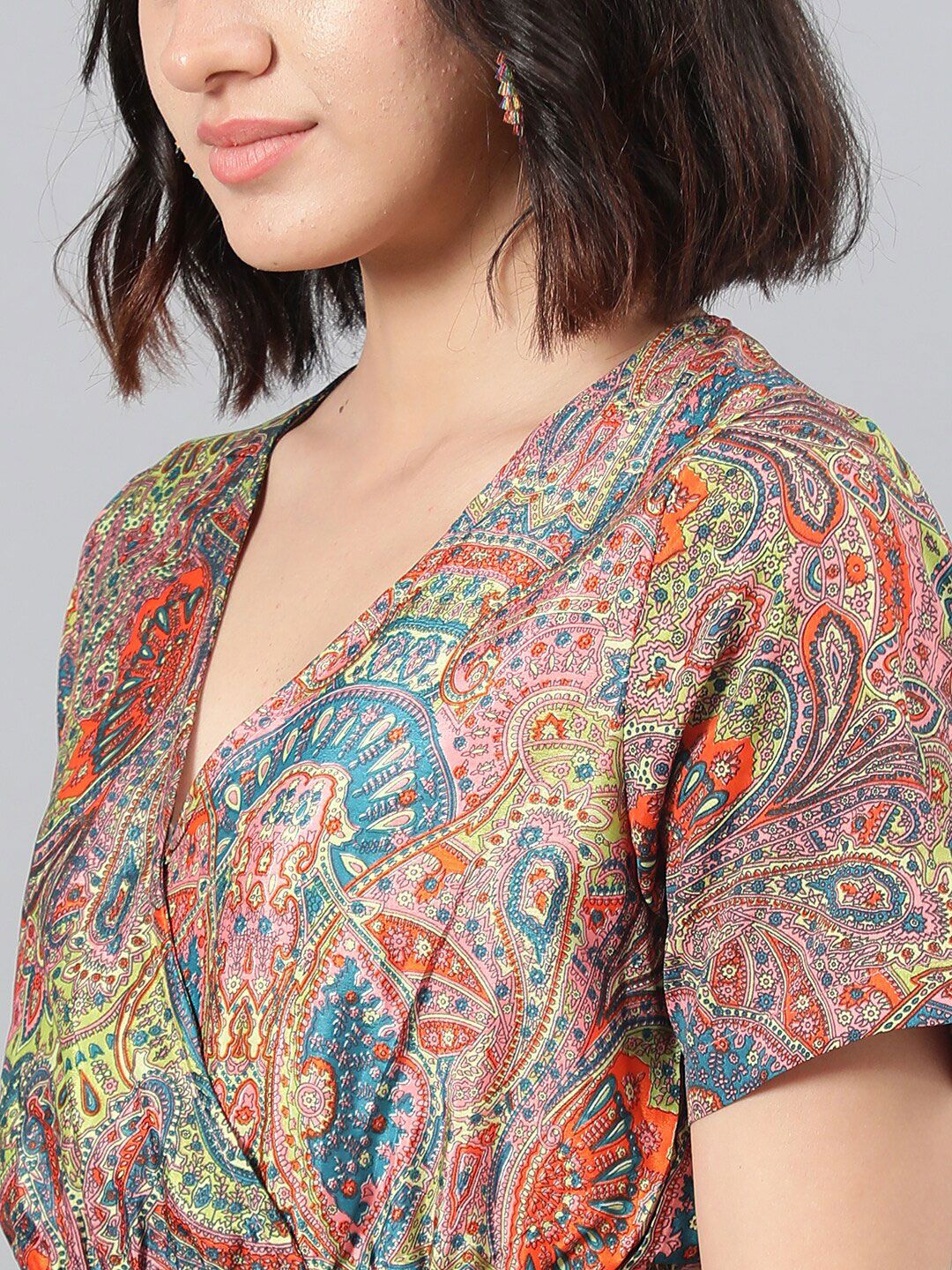 Kotty Pink Ethnic Motif Printed Fit & Flare Mini Dress