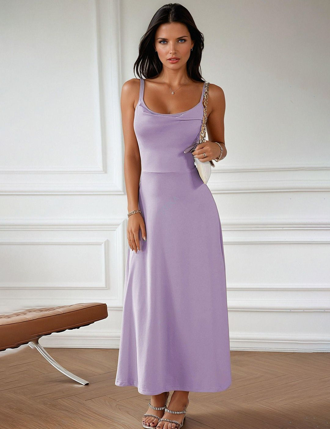 Kotty Women Solid Shoulder Straps Maxi Dress