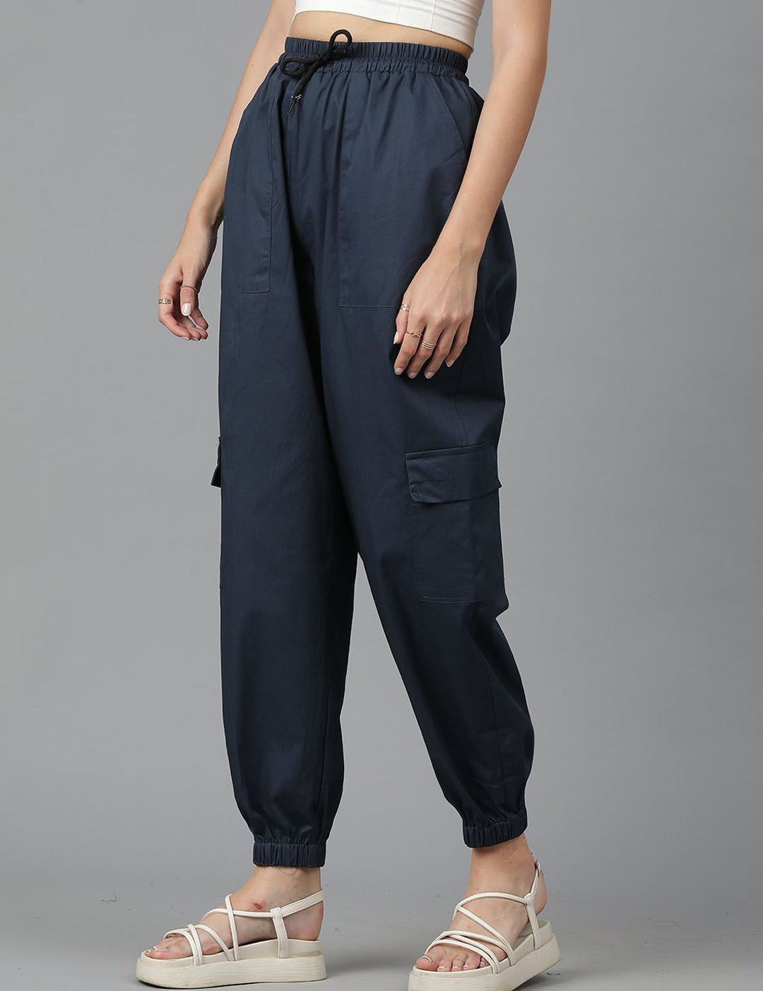 Kotty Women Blue High-Rise Easy Wash Joggers 