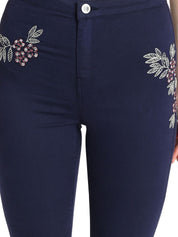 Kotty Women Navy Blue Skinny Fit High-Rise Clean Look Stretchable Jeans