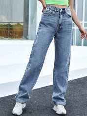 Kotty Women Jean Straight Fit Heavy Fade High-Rise Stretchable Cotton Lycra Blend Jeans