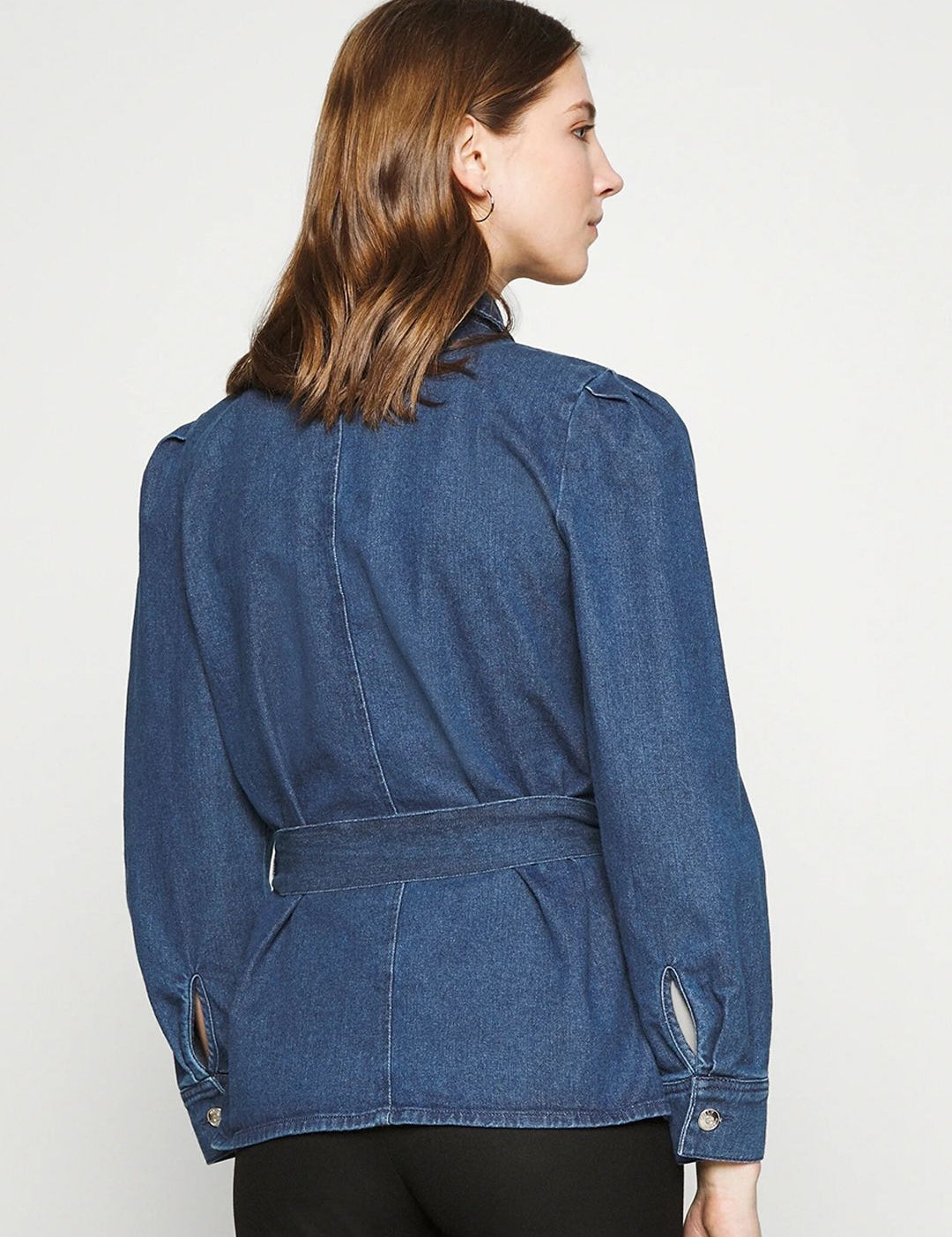 Kotty Women Blue Washed Longline Denim Jacket
