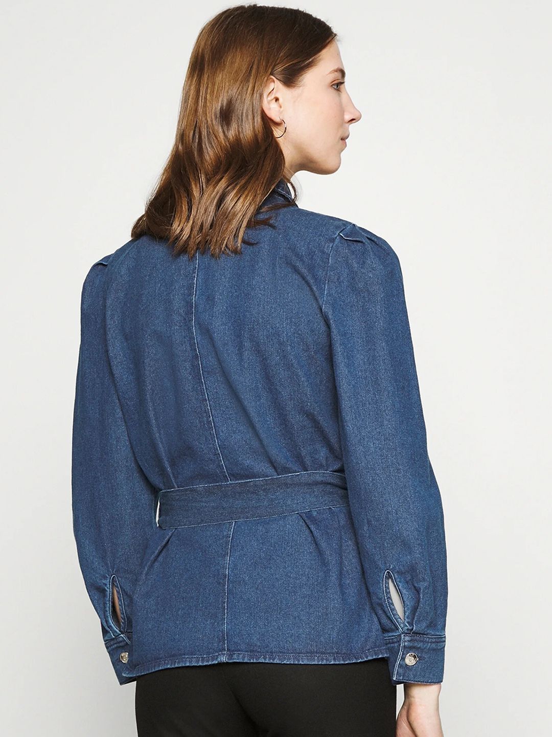 Kotty Women Blue Washed Longline Denim Jacket