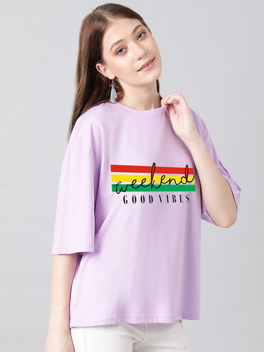 KOTTY Basics Typography Printed Oversized T-shirt