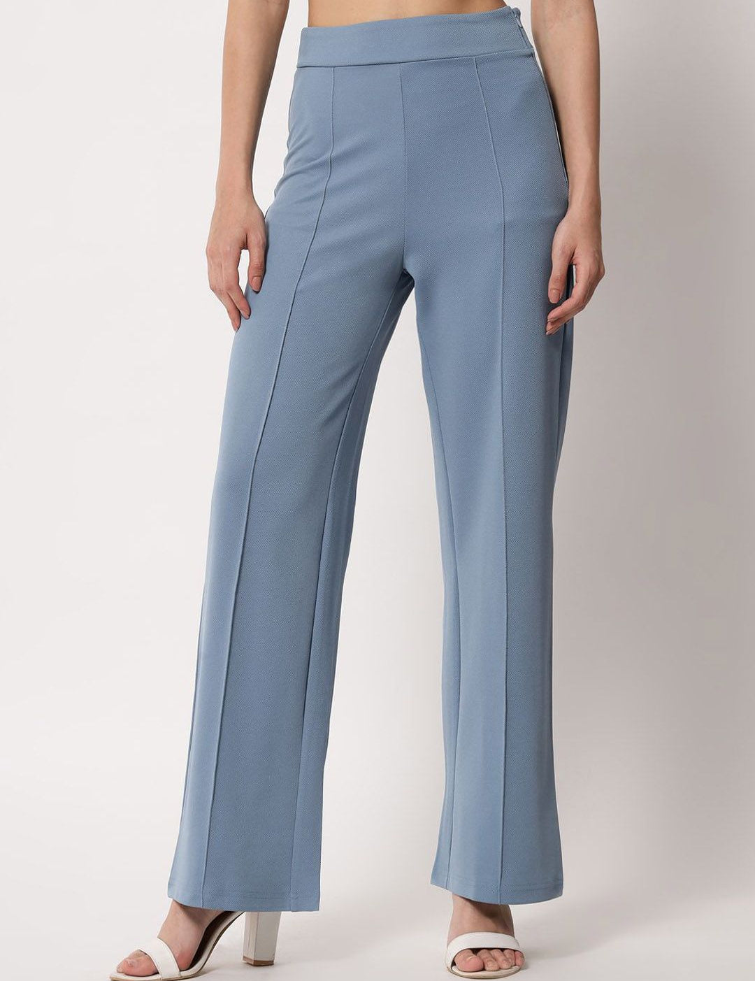 Kotty Women Straight Fit High-Rise Easy Wash Parallel Trousers