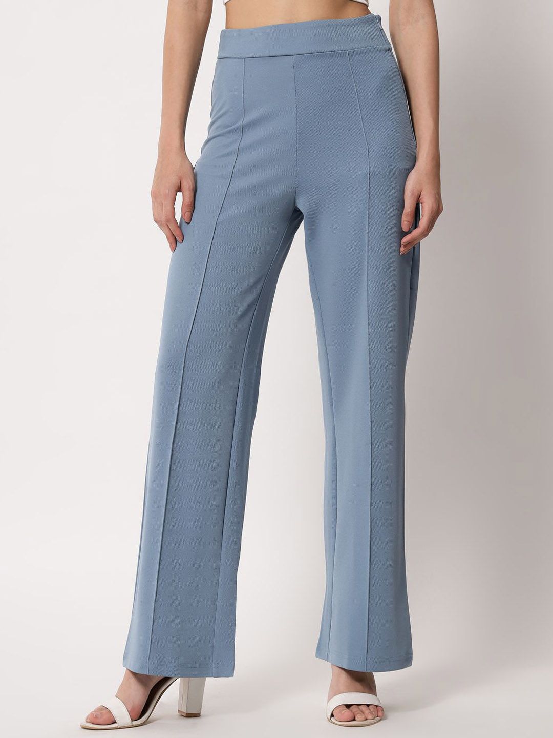 Kotty Women Straight Fit High-Rise Easy Wash Parallel Trousers