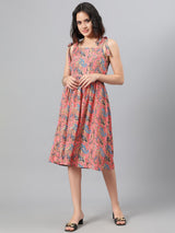 Kotty Ethnic Motifs Printed Fit & Flare Dress