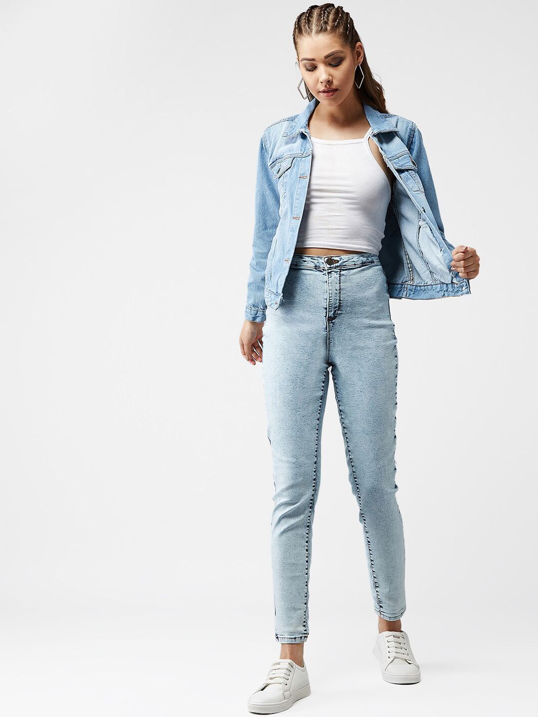 Kotty Women Blue Solid Denim Jacket