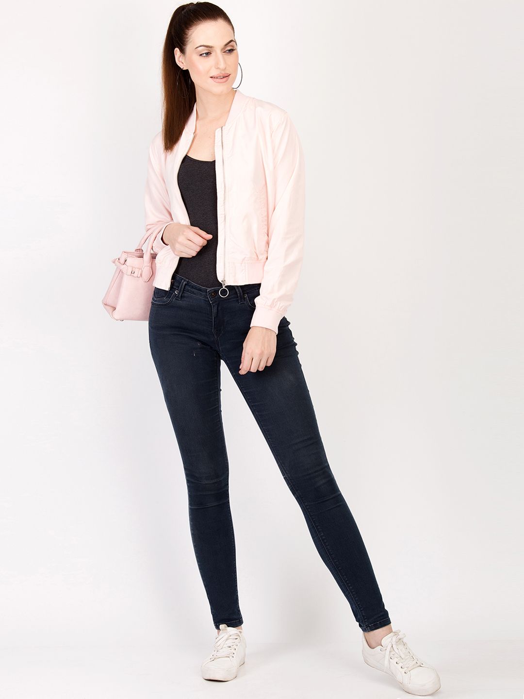 Kotty Women Pink Solid Insulator Bomber Jacket