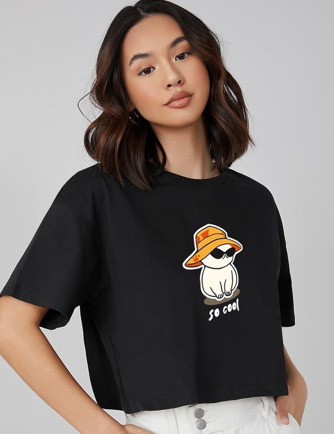 Kotty Graphic Printed Drop-Shoulder Sleeves T-shirt