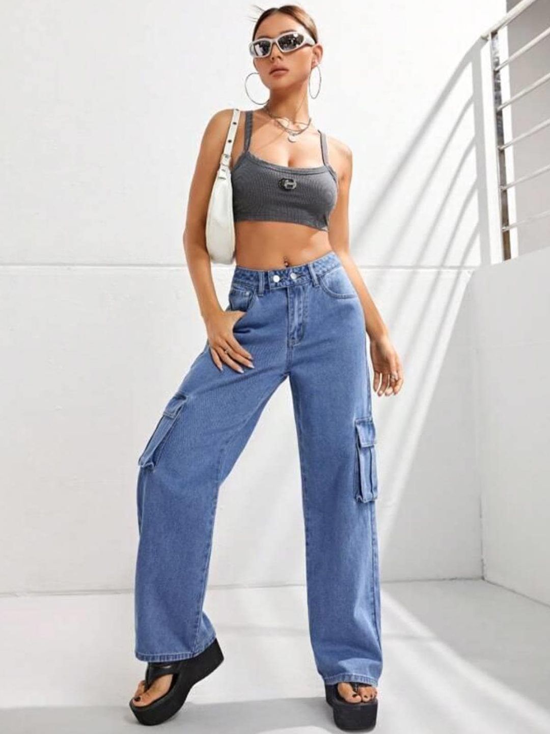 Kotty Women Jean Straight Fit High-Rise Highly Distressed Cotton Stretchable Jeans