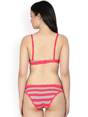 Kotty Women Red & Grey Striped Lingerie Set KTTIW107
