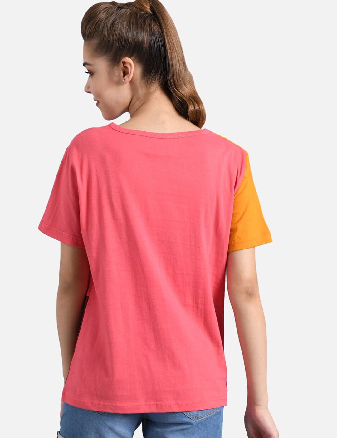 Kotty Women Multicoloured Pack of 2 Colourblocked Round Neck T-shirt