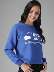 Kotty Women Blue Printed Sweatshirt