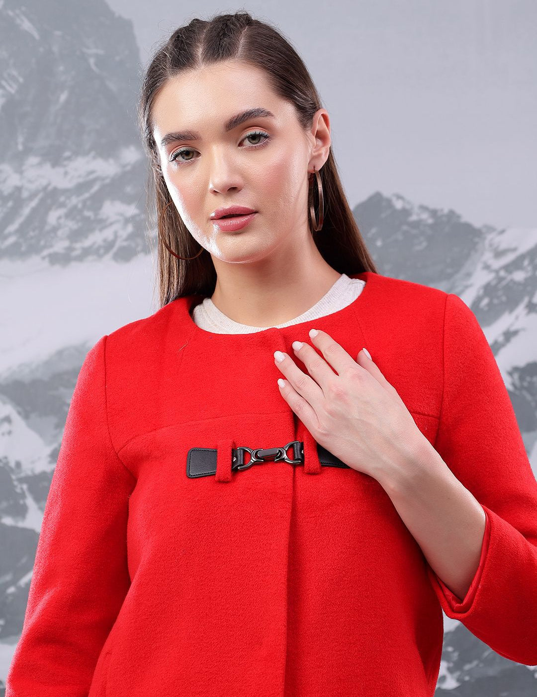 Kotty Women Mandarin Collar Single-Breasted Overcoat