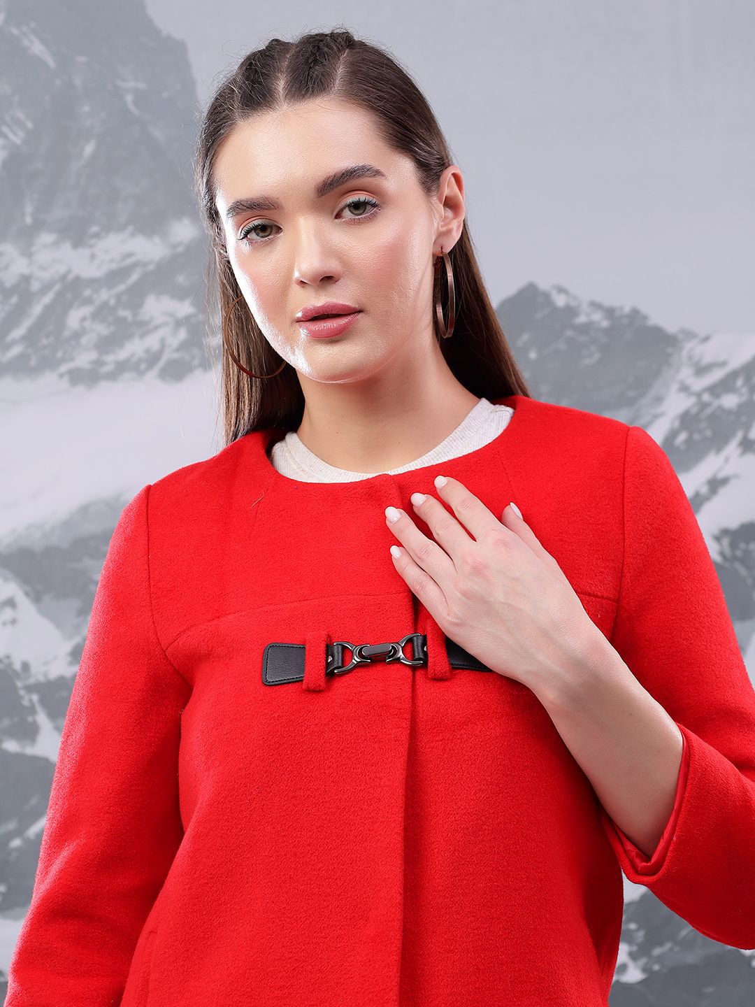 Kotty Women Mandarin Collar Single-Breasted Overcoat