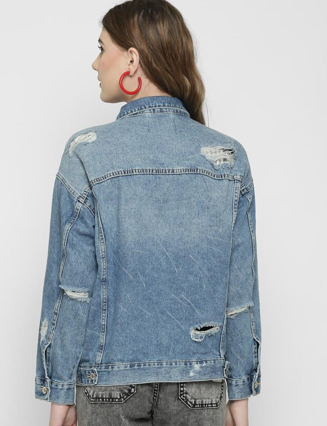 Kotty Women Blue Solid Denim Jacket