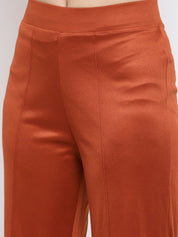 Kotty Women Orange Flared High-Rise Parallel Trousers