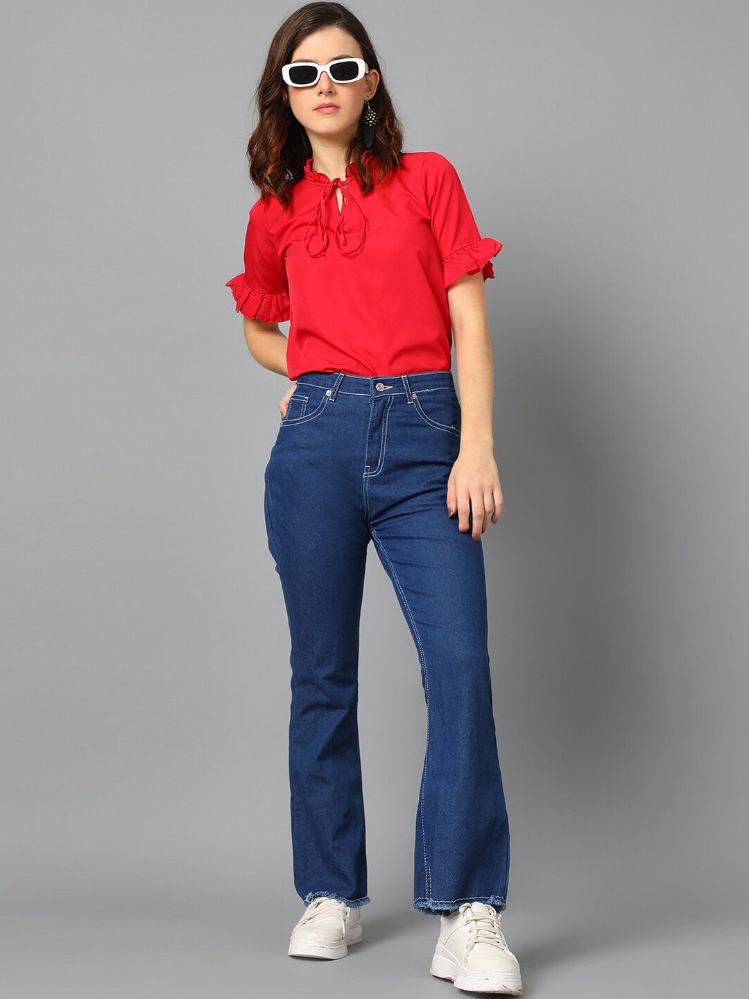 Kotty Blue Women Jean Bootcut High-Rise Clean Look Stretchable Jeans