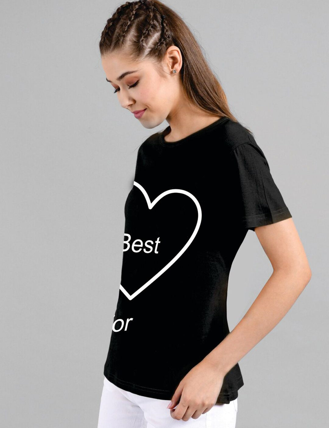 Kotty Women Black Printed Round Neck T-shirt