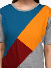 Kotty Women Multicoloured Colourblocked Round Neck T-shirt