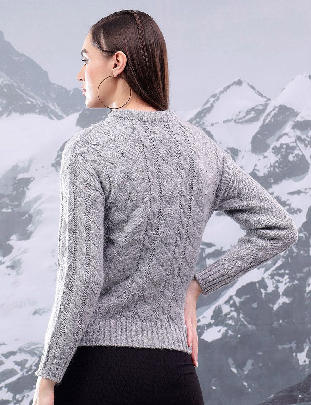 Kotty Women Cable Knit Crop Pullover