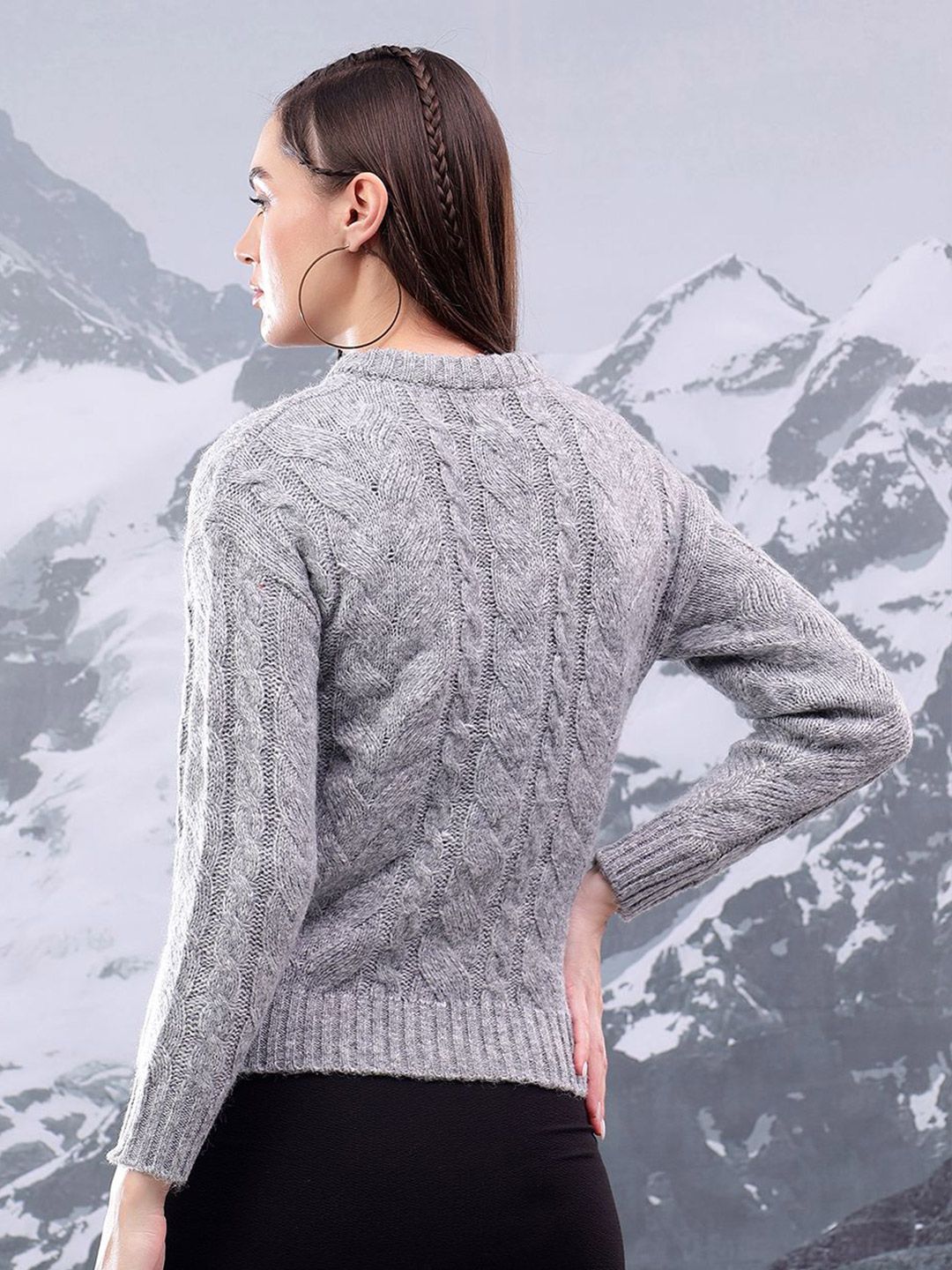 Kotty Women Cable Knit Crop Pullover