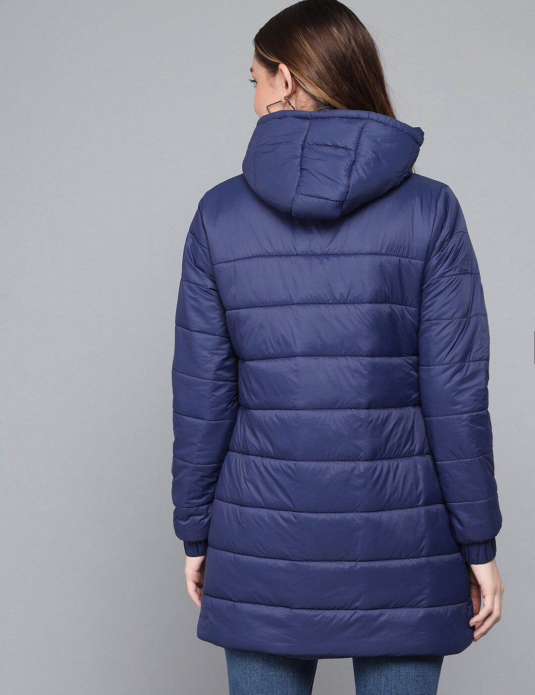 Kotty Women Blue Longline Outdoor Padded Jacket