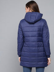 Kotty Women Blue Longline Outdoor Padded Jacket