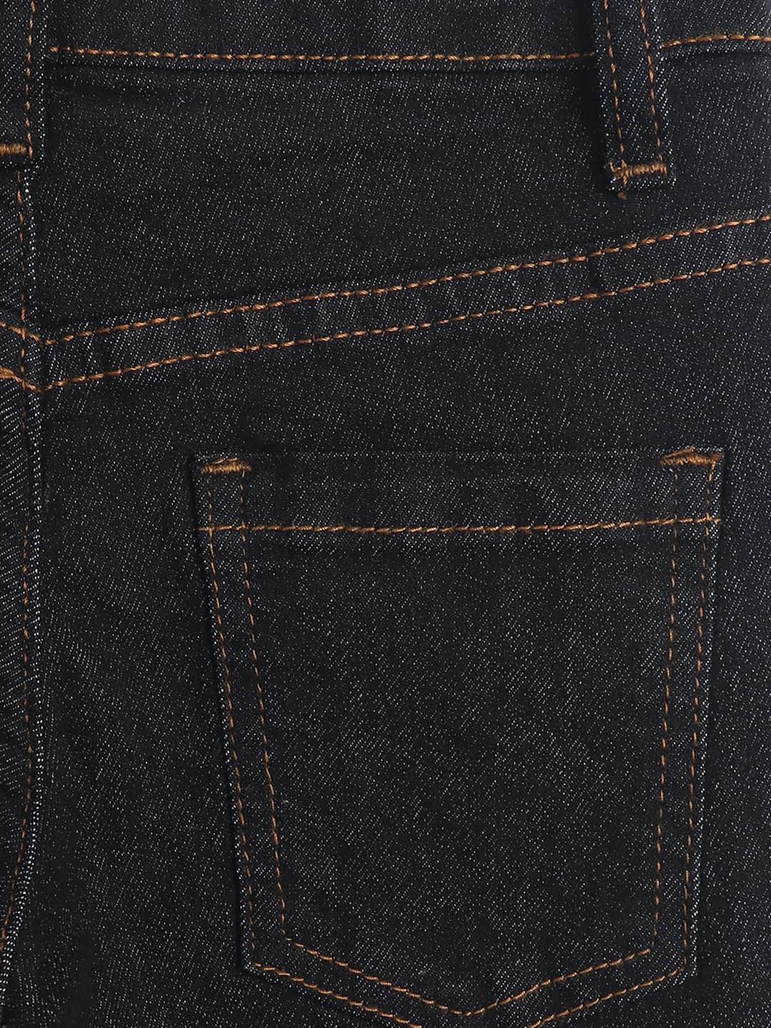 Kotty Girls Black Mid-Rise Clean Look Cotton Stretchable Jeans