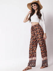 Kotty Women Floral Printed Relaxed High-Rise Easy Wash Trousers