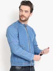 Kotty Men Blue Solid Denim Jacket