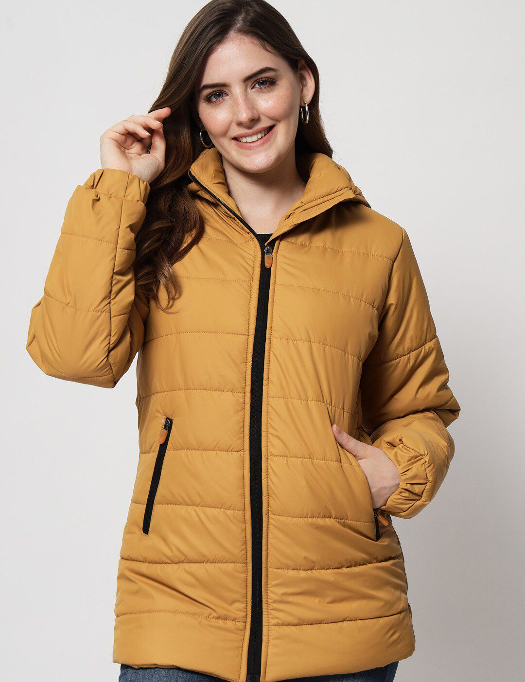 Kotty Women Yellow Longline Quilted Jacket