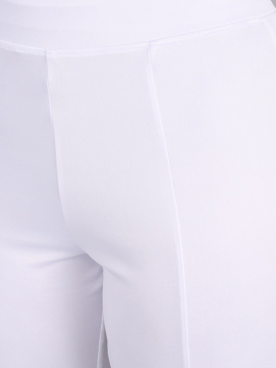 Kotty Women White Flared High-Rise Parallel Trousers