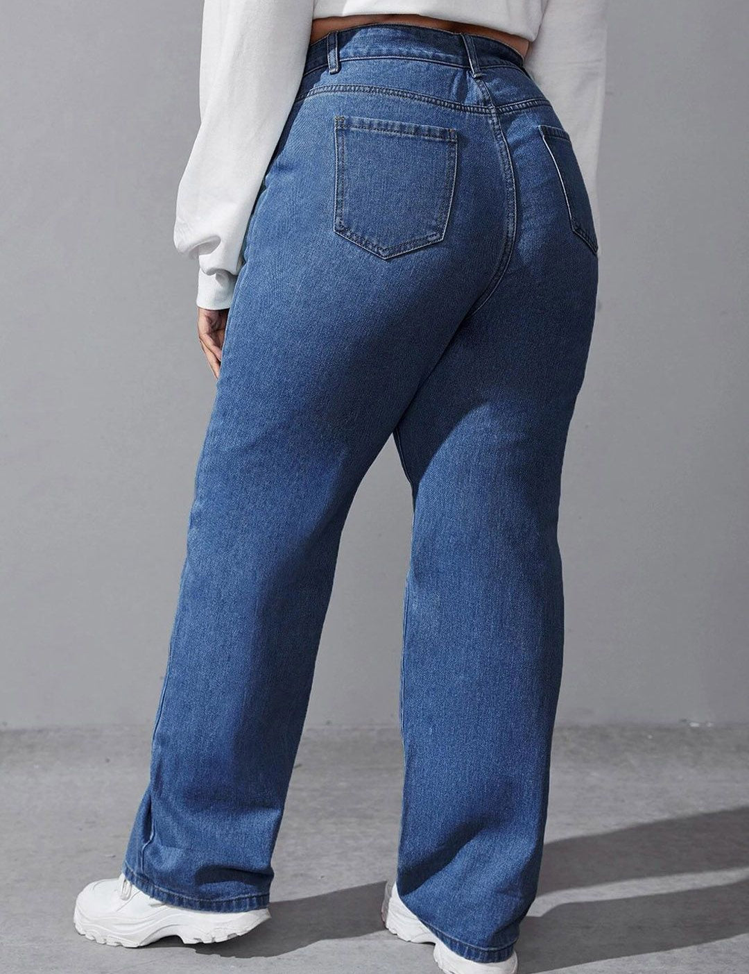 Kotty Women Plus Size Jean Wide Leg High-Rise Light Fade Stretchable Jeans