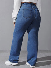 Kotty Women Plus Size Jean Wide Leg High-Rise Light Fade Stretchable Jeans