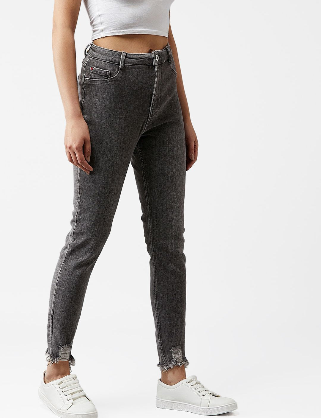 Kotty Women Grey Skinny Fit High-Rise Clean Look Jeans