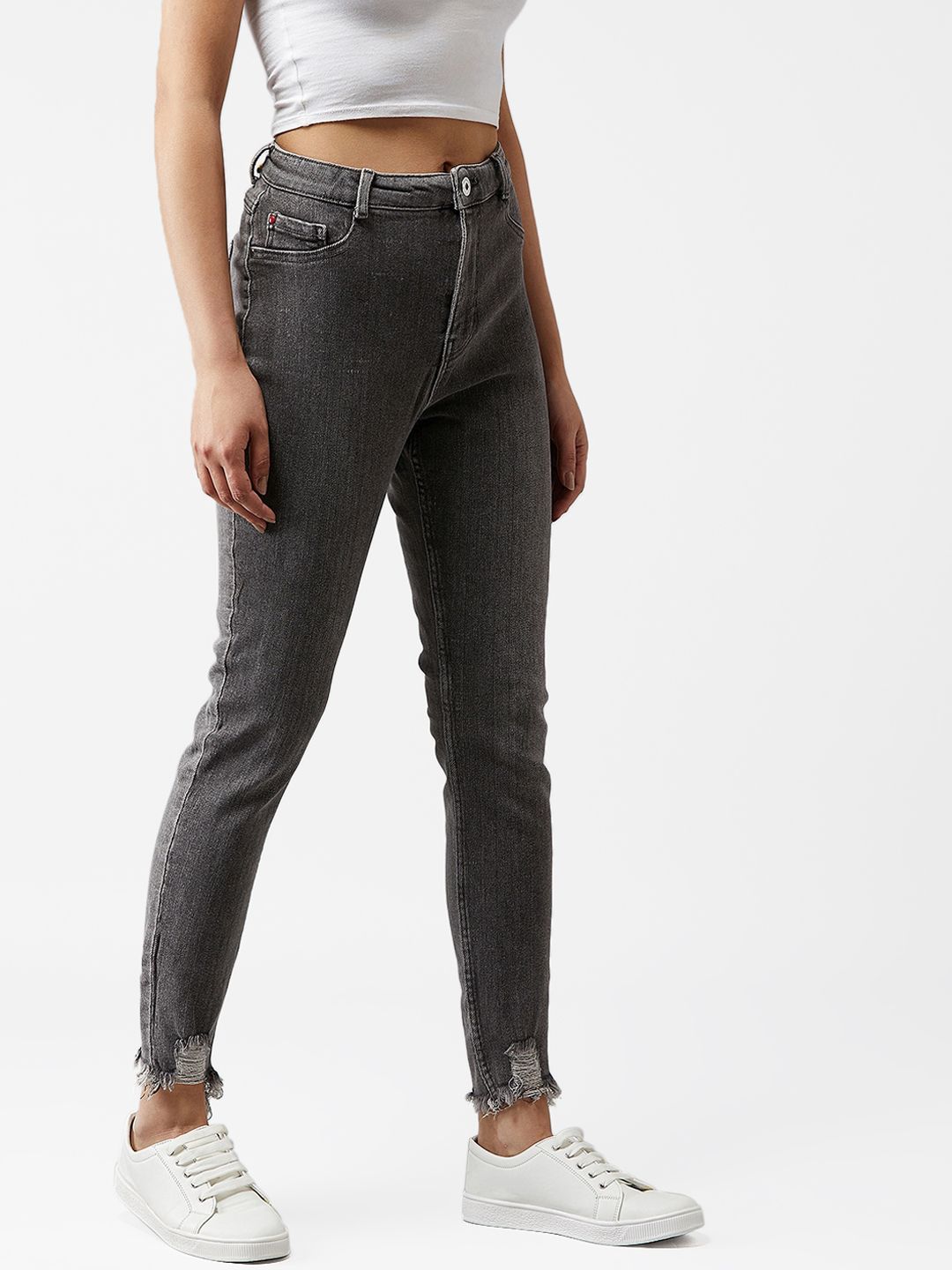 Kotty Women Grey Skinny Fit High-Rise Clean Look Jeans