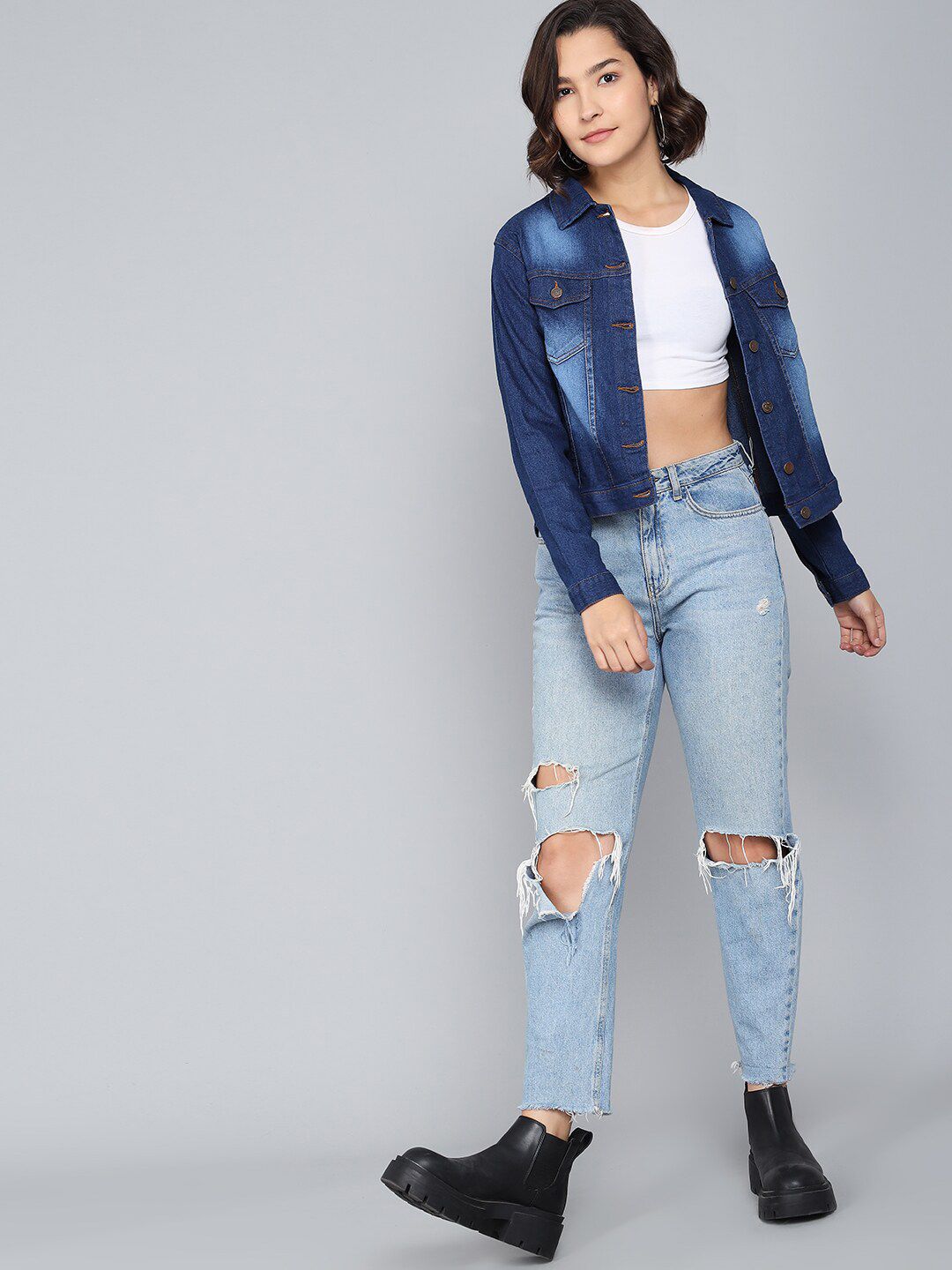 Kotty Women Blue Washed Denim Jacket