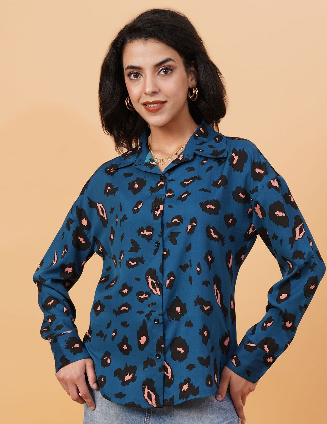 Kotty Blue Abstract Printed Casual Shirt