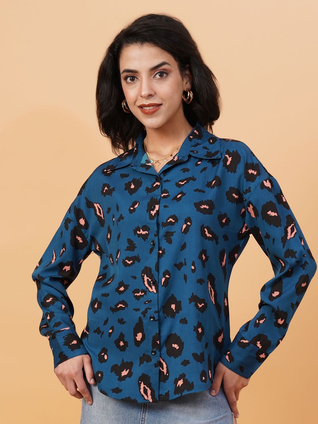 Kotty Blue Abstract Printed Casual Shirt