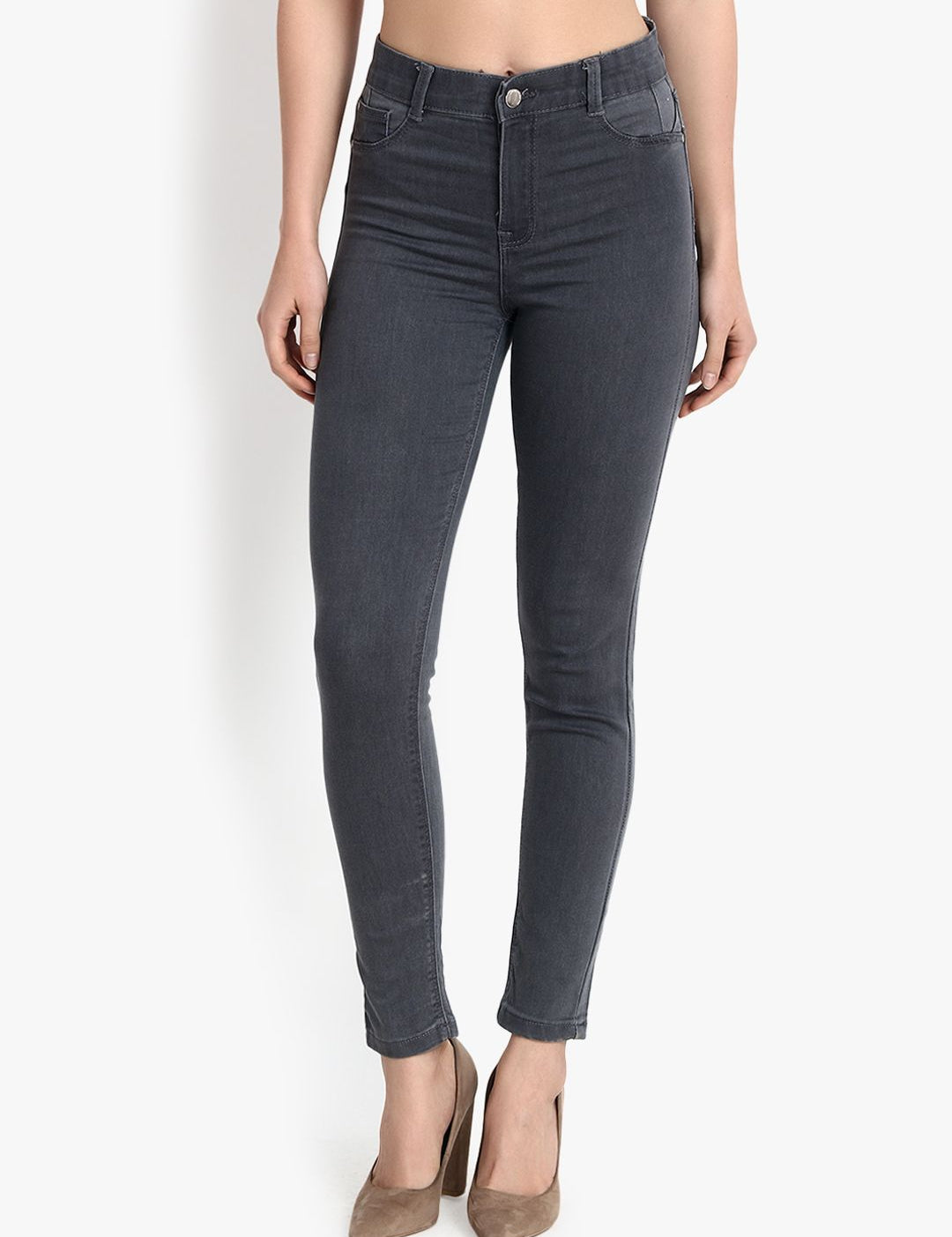 Kotty Women Grey Skinny Fit High-Rise Clean Look Jeans