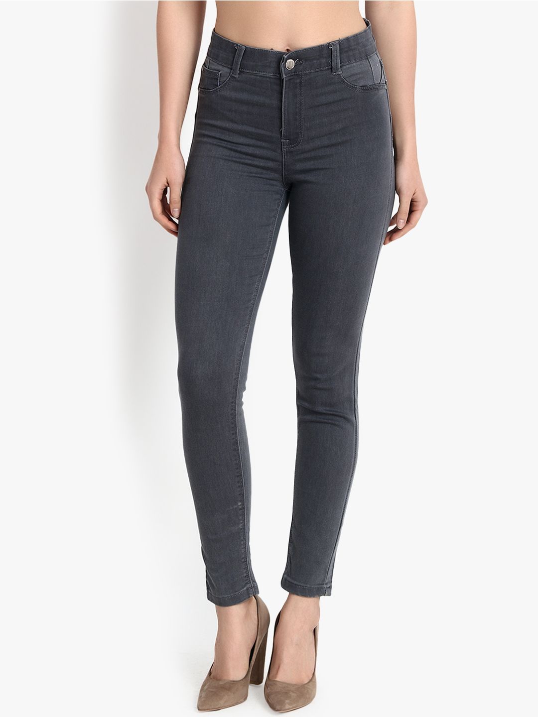 Kotty Women Grey Skinny Fit High-Rise Clean Look Jeans