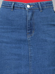 Kotty Blue Knee-Length Denim Straight Skirt