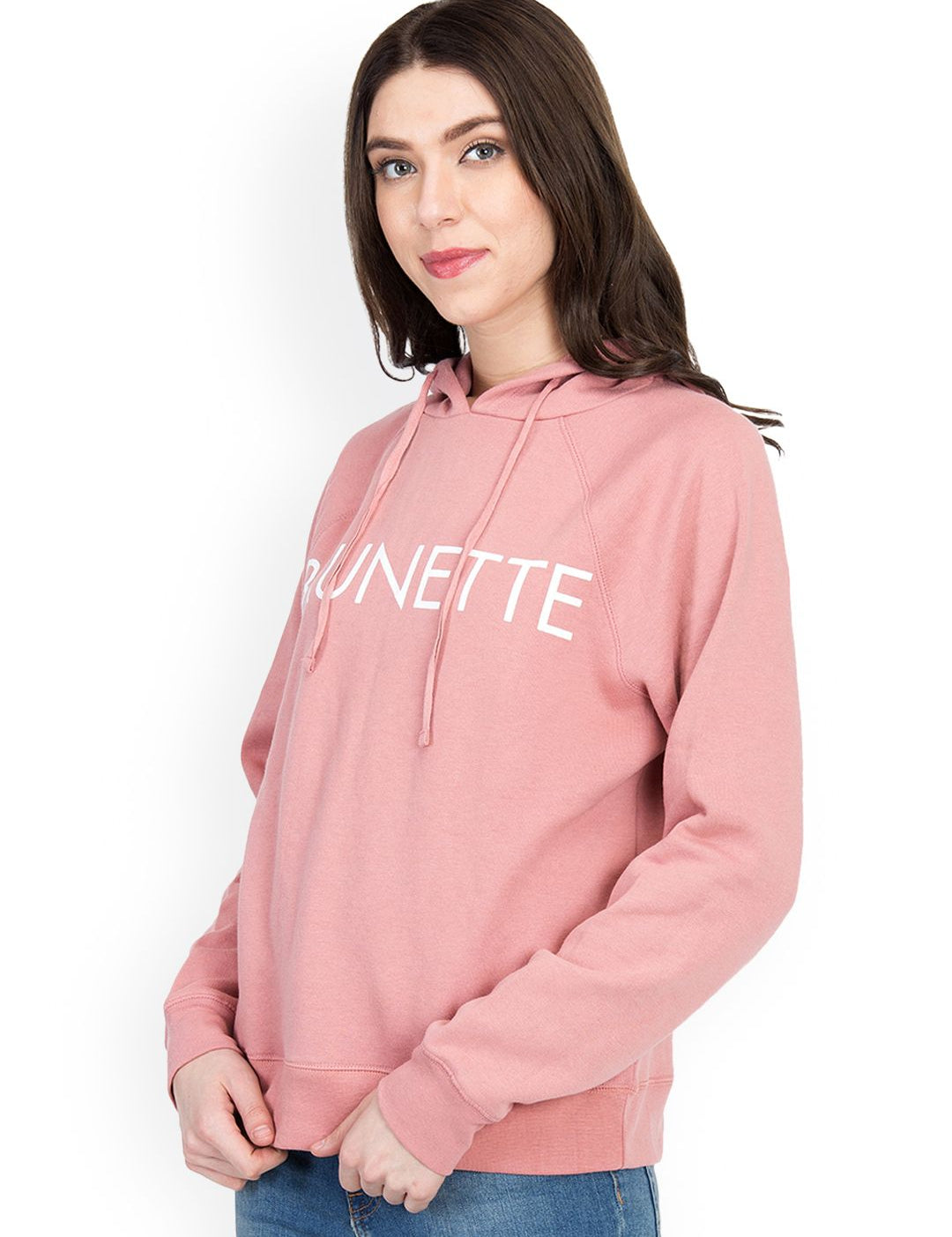 Kotty Women Pink Printed Hooded Sweatshirt