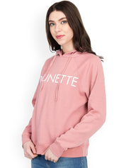 Kotty Women Pink Printed Hooded Sweatshirt