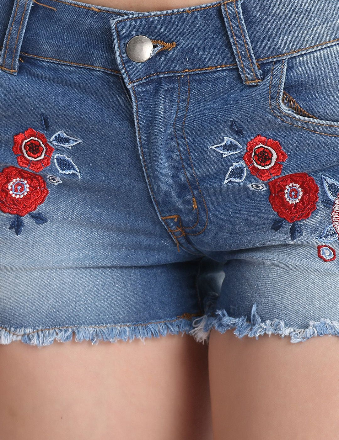 Kotty Women Blue Washed Regular Fit Hot Pants